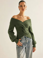 Off-Shoulder Twist Knit Top
